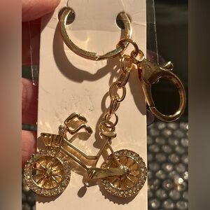 NWT Chunky Gold Bling Bicycle Keychain / Bag Charm